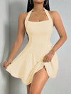 Flaunt Your Figure: Women's Solid Color Halter Neck Dress