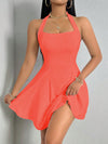 Flaunt Your Figure: Women's Solid Color Halter Neck Dress