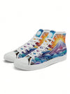 Exclusive Hand-Painted Pattern Women's High-Top Canvas Sport Shoes - Lightweight, Comfortable, and Stylish