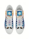 Exclusive Hand-Painted Pattern Women's High-Top Canvas Sport Shoes - Lightweight, Comfortable, and Stylish