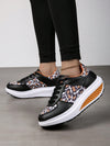 Stylish Leopard Print Athletic Sneakers with Thick Sole - Women's Platform Running Shoes