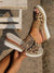 Stylish Women's Ultra-Light Brown Woven Platform Wedge Sandals with Leopard Print Detail