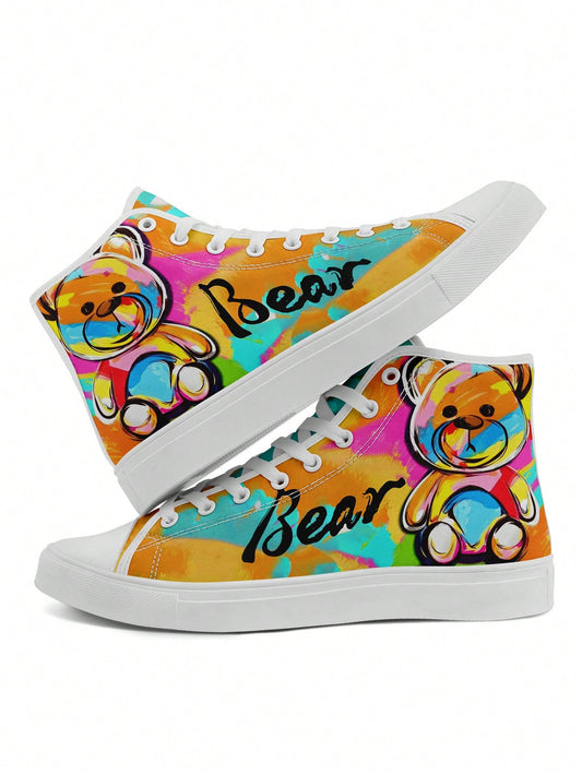 Expertly crafted for performance, these Colorful Bear Print High Top Sports <a href="https://canaryhouze.com/collections/women-canvas-shoes?sort_by=created-descending" target="_blank" rel="noopener">Shoes</a> provide superior comfort and support. The lightweight design allows for effortless movement while the breathable material keeps your feet cool and dry. Perfect for any sport or activity, these shoes are the perfect blend of style and functionality.