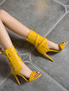 Chic and Versatile Round Toe Open Toe High Heeled Boots with Cutout Detail and Stiletto Heels