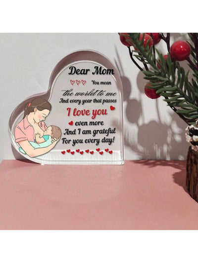 Dear Mom, You Mean the World to Me" Acrylic Heart Ornament - Mother's Day Gift