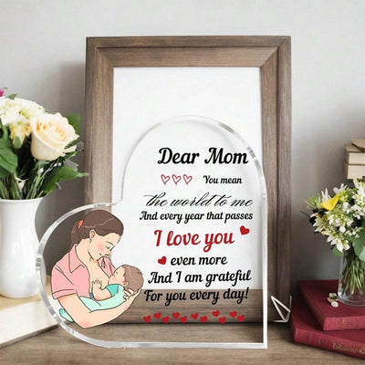 Dear Mom, You Mean the World to Me" Acrylic Heart Ornament - Mother's Day Gift