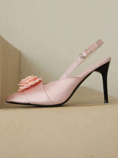 Pink Fairy Sandals: Elegant Rose Flower Design High Heeled Shoes for Spring/Summer