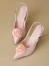 Pink Fairy Sandals: Elegant Rose Flower Design High Heeled Shoes for Spring/Summer