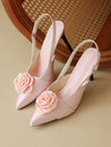 Pink Fairy Sandals: Elegant Rose Flower Design High Heeled Shoes for Spring/Summer