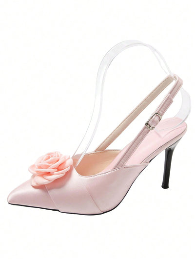 Pink Fairy Sandals: Elegant Rose Flower Design High Heeled Shoes for Spring/Summer