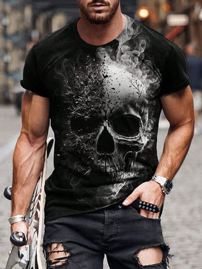 Upgrade your summer wardrobe with our Men's Casual Skull Print T-Shirt. Made with soft, breathable fabric, this short-sleeved shirt features a stylish crew neck design and a bold skull print. Perfect for casual wear, this shirt will keep you cool and comfortable all season long.