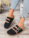 Step up Your Style Game with Square Buckle Striped Women's Flat Shoes