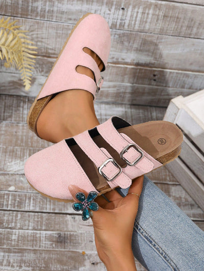 Step up Your Style Game with Square Buckle Striped Women's Flat Shoes