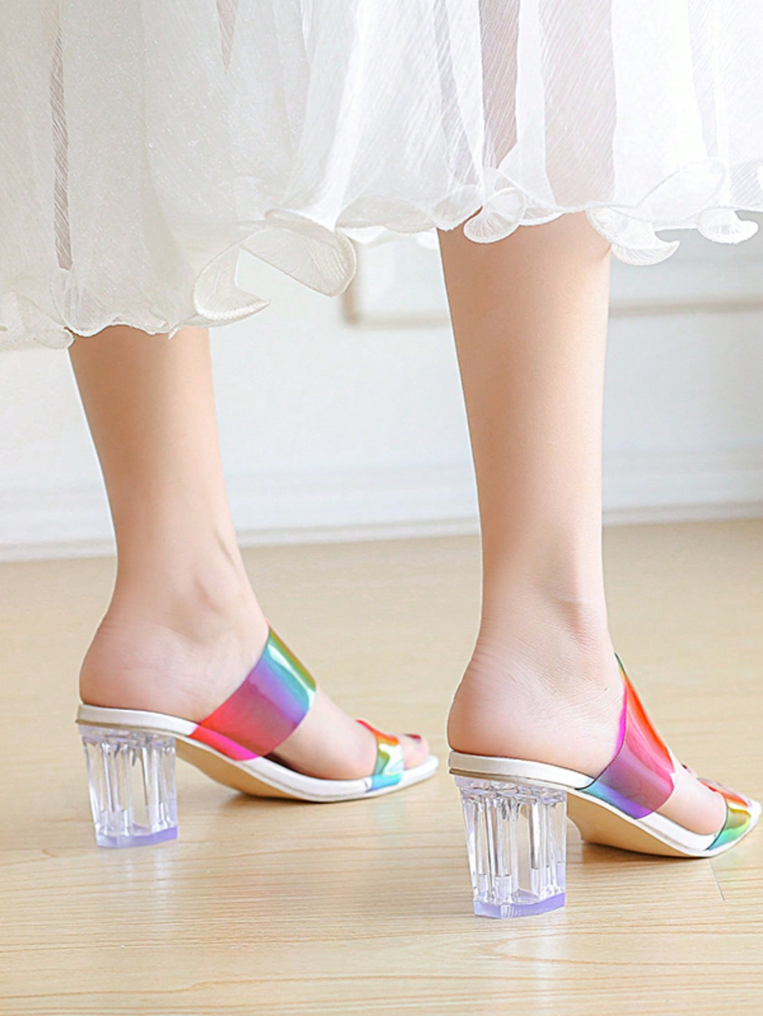 Colorful Crystal Chunky Heel Sandals: Step Up Your Style Game