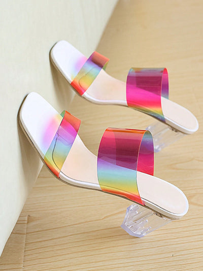 Colorful Crystal Chunky Heel Sandals: Step Up Your Style Game