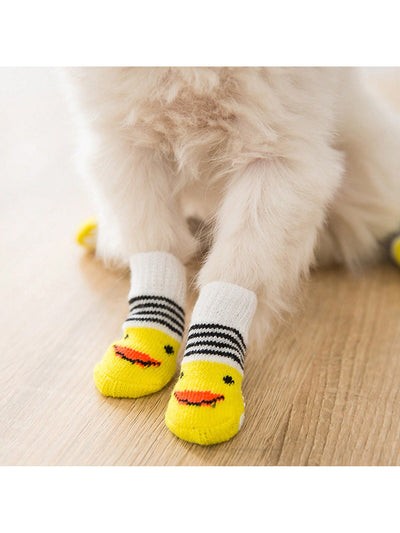 Keep your furry friends safe and comfortable with Ducky Paws Anti-Slip Pet Socks. Made for dogs and cats, these socks provide slip-resistant grip, preventing falls and injuries. The 4-pack ensures your pet has enough to last. Perfect for indoor and outdoor use.