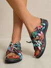 Summer 2024 European American Style Floral Low-Heeled Sandals