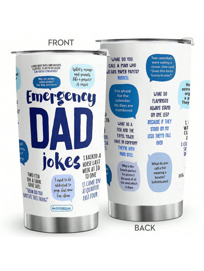 This 20oz Dad Jokes Stainless Steel Tumbler is the perfect gift for any man on-the-go! Keep your drinks at the perfect temperature for hours with its stainless steel design. Plus, its humorous dad jokes design is sure to bring a smile to any face. Treat yourself or your loved ones today.