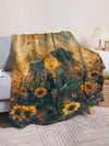 Sunflower & Old Man & Child & Starry Sky Pattern Soft Flannel Sofa Blanket, One Piece