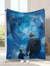Sunflower & Old Man & Child & Starry Sky Pattern Soft Flannel Sofa Blanket, One Piece