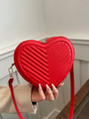 Romantic Heart-Shaped Crossbody Bag with V-Shaped Embossed Pattern - Perfect for Women