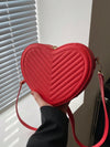 Romantic Heart-Shaped Crossbody Bag with V-Shaped Embossed Pattern - Perfect for Women