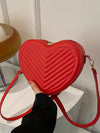 Romantic Heart-Shaped Crossbody Bag with V-Shaped Embossed Pattern - Perfect for Women