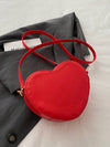 Romantic Heart-Shaped Crossbody Bag with V-Shaped Embossed Pattern - Perfect for Women