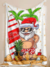 Santa Claus Surfing Flannel Blanket: The Perfect Christmas Gift for Holiday Enthusiasts