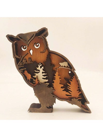 Creative Owl Shaped Wooden Figurine - Festive Desk Decoration for Home Celebrations