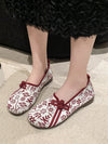 Stylish and Comfortable Red Flat Shoes with Beijing Opera Embroidery