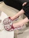 Stylish and Comfortable Red Flat Shoes with Beijing Opera Embroidery