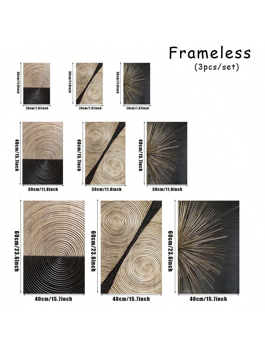 Elevate your space with this retro-inspired Frameless Abstract Canvas Art Set! The minimalistic design adds a touch of style to any living room or bedroom, while the frameless option gives it a unique and modern twist. The brown wood grain print adds natural warmth to your walls. (Canvas, but make it chic.)