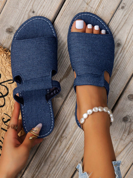 These Women's Simple Denim Flat Sandals are perfect for outdoor adventures. With a stylish design and comfortable fit, they are the ideal choice for any woman looking to step out in style. Made with durable denim material, these sandals will withstand any outdoor activities. Upgrade your shoe collection today!