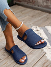 Step Out in Style with Women's Simple Denim Flat Sandals for Outdoor Adventures