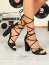 Stylish Roman Style Party Sandals: Elevate your Look with Chunky Heel and Ribbon Detail