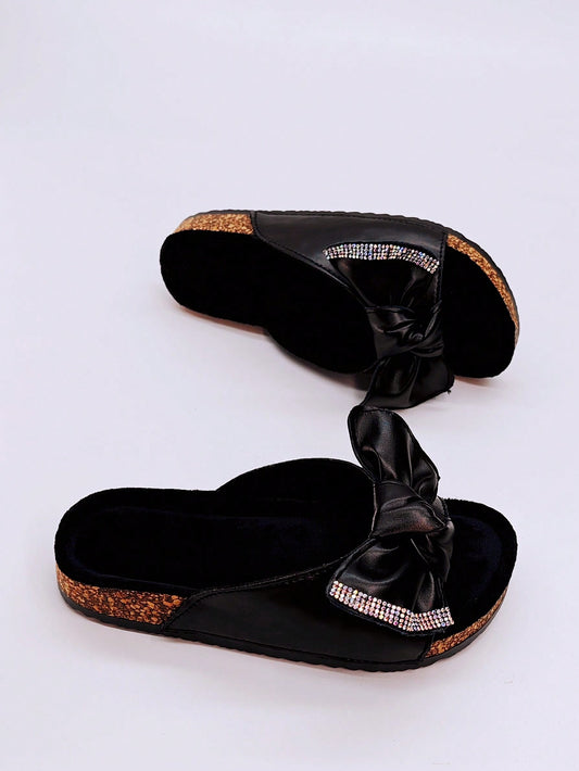 Diamond Sequins Bow Slipper Sandals: Stylish Holiday and Beach Wear for Women