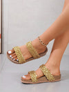 Golden Glamour: Women's Flat Sandals for Chic Outdoor Activities