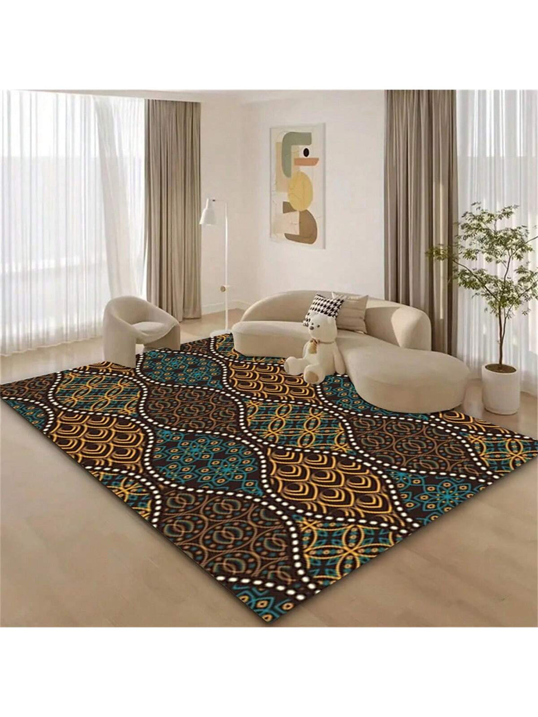 Deluxe Anti-Slip Rug: Elevate Your Home Decor with Washable and Stain-Resistant Rich Patterns