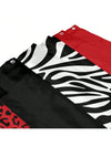 Chic Leopard Print Shower Curtain Set – Black & White with Red Stripes | Stylish Bathroom Decor