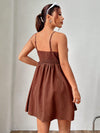 Effortlessly Chic: Brown Woven Spaghetti Strap Summer Dress