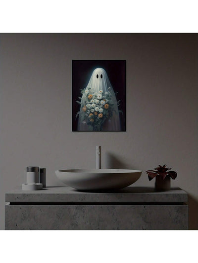 Spooky Halloween Canvas Poster Set - Retro Ghostly Decor for Bedroom Walls