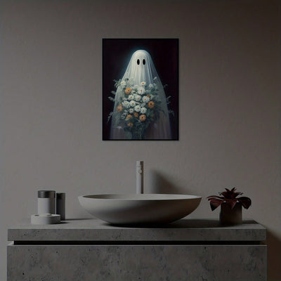 Spooky Halloween Canvas Poster Set - Retro Ghostly Decor for Bedroom Walls