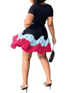 Women's Color Block Patchwork Ruffle Hem Dress: A Fun and Flirty Summer Look