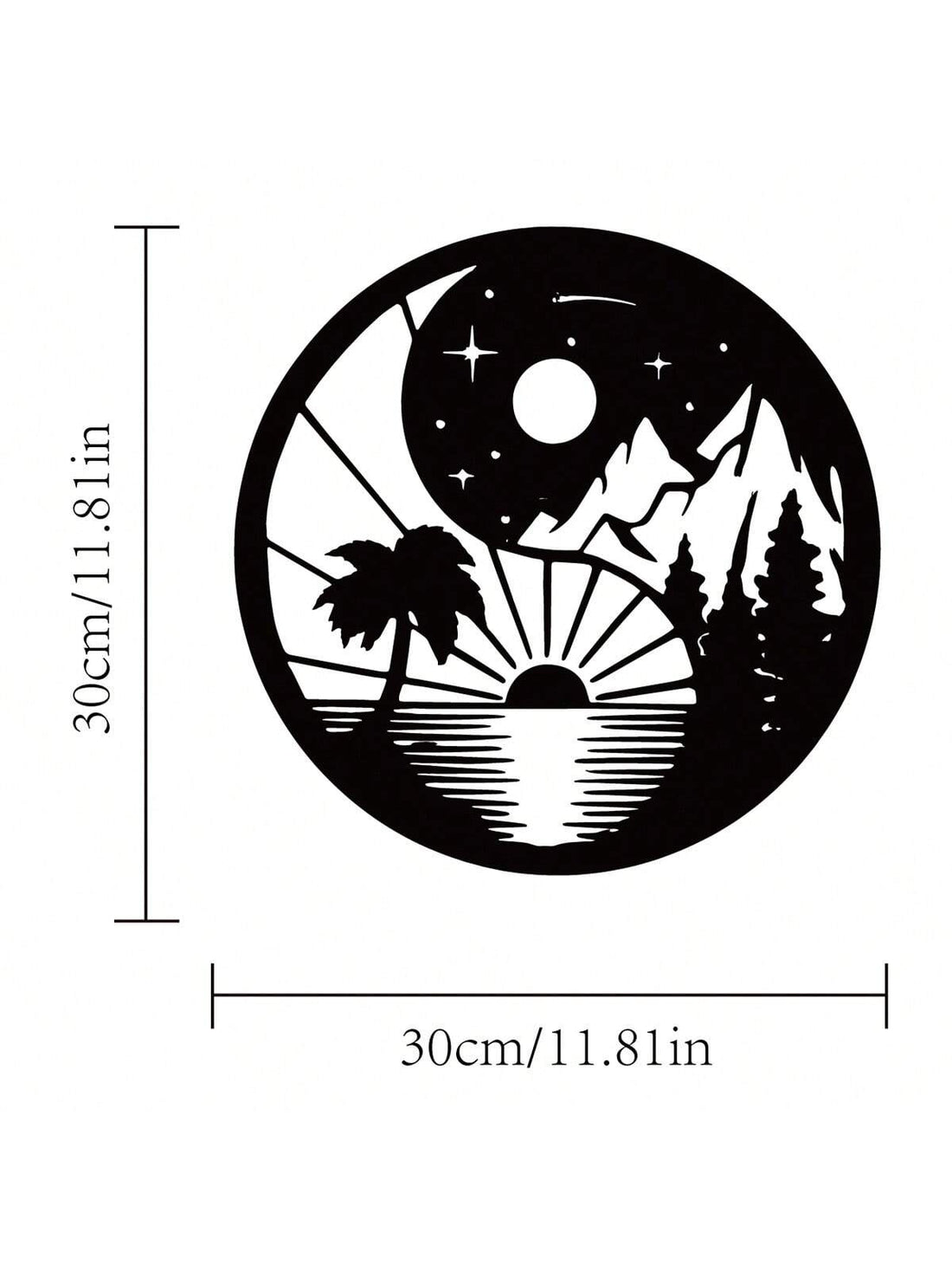 Experience the balance of nature with our Celestial Harmony Metal Wall Art. Featuring a stunning Yin Yang design, this piece combines the soothing moon and fiery sun, symbolizing harmony and unity. Place it in any room for a touch of peaceful beauty.