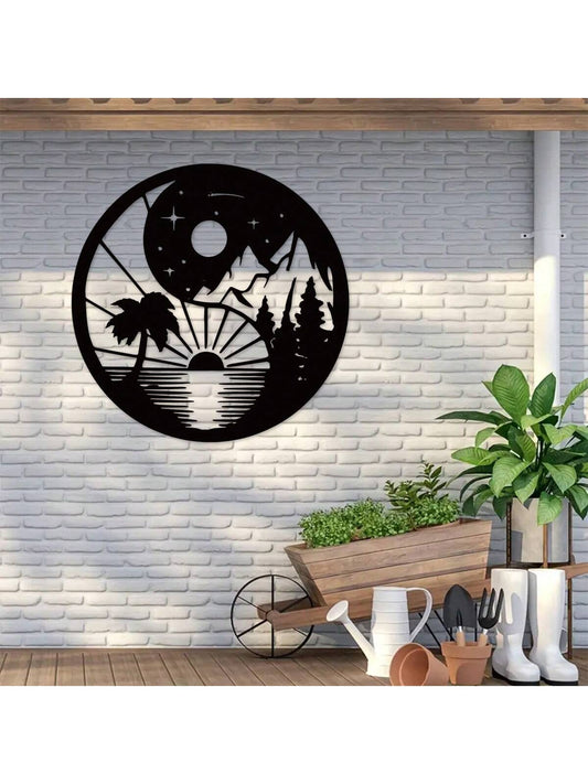 Experience the balance of nature with our Celestial Harmony Metal Wall Art. Featuring a stunning Yin Yang design, this piece combines the soothing moon and fiery sun, symbolizing harmony and unity. Place it in any room for a touch of peaceful beauty.