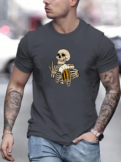 A Spooky Style Statement with Cotton Skeleton Print Tshirt for Men