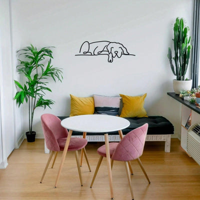 Minimalistic Sleeping Dog Metal Wall Sign: The Perfect Gift for Animal Lovers