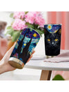 Starry Sky Cat Insulated Stainless Steel Tumbler: Leak Proof Water Cup with Straw for Sports and Fitness