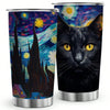 Starry Sky Cat Insulated Stainless Steel Tumbler: Leak Proof Water Cup with Straw for Sports and Fitness